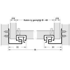 Hafele Gizli Ray Matrix Um A30, Tam Açılım Bas Aç 350mm