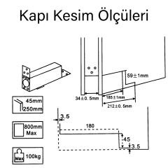 Evan Pivot Kapı Menteşesi Frenli 100 Kg Paslanmaz Çelik