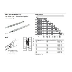 Hafele Bilyalı Ray Tam Açılım 30 Kg Ball 35/450mm Galvaniz