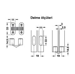 Hafele Gizli Menteşe Beyaz/Galvaniz 11x33mm