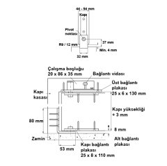 Hafele Kasaya Monte Pivot Menteşe 80kg, Mat Paslanmaz Çelik Renk