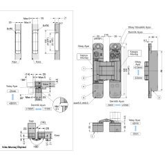 Sugatsune Gizli Menteşe HES 3D-E120 DN 40Kg Saten