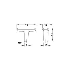 Hafele Düğme Kulp H2135 16mm Mat Altın