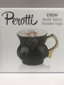 Perotti Emery Renkli Porselen Kupa Siyah