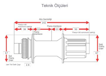 Quando KT-TG5R Thruaxle C.Lock Disk 32h Kaset Uyumlu Arka Göbek