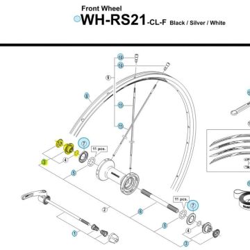 Shimano WH-RS20/RS31/RS61/RS300 Yol Bisikleti Ön Mil Kilit Somun Seti