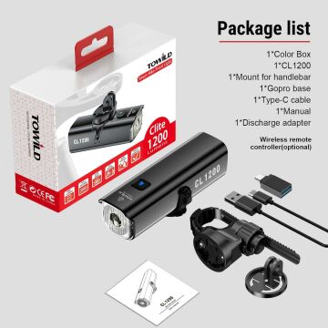 Towild CL1200 Smart 1200 Lümen Usb Şarjlı Bisiklet Ön Lamba