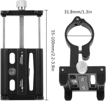 QRD KR01 Bisiket/Scooter/Motosiklet Telefon Tutucu Alüminyum Siyah