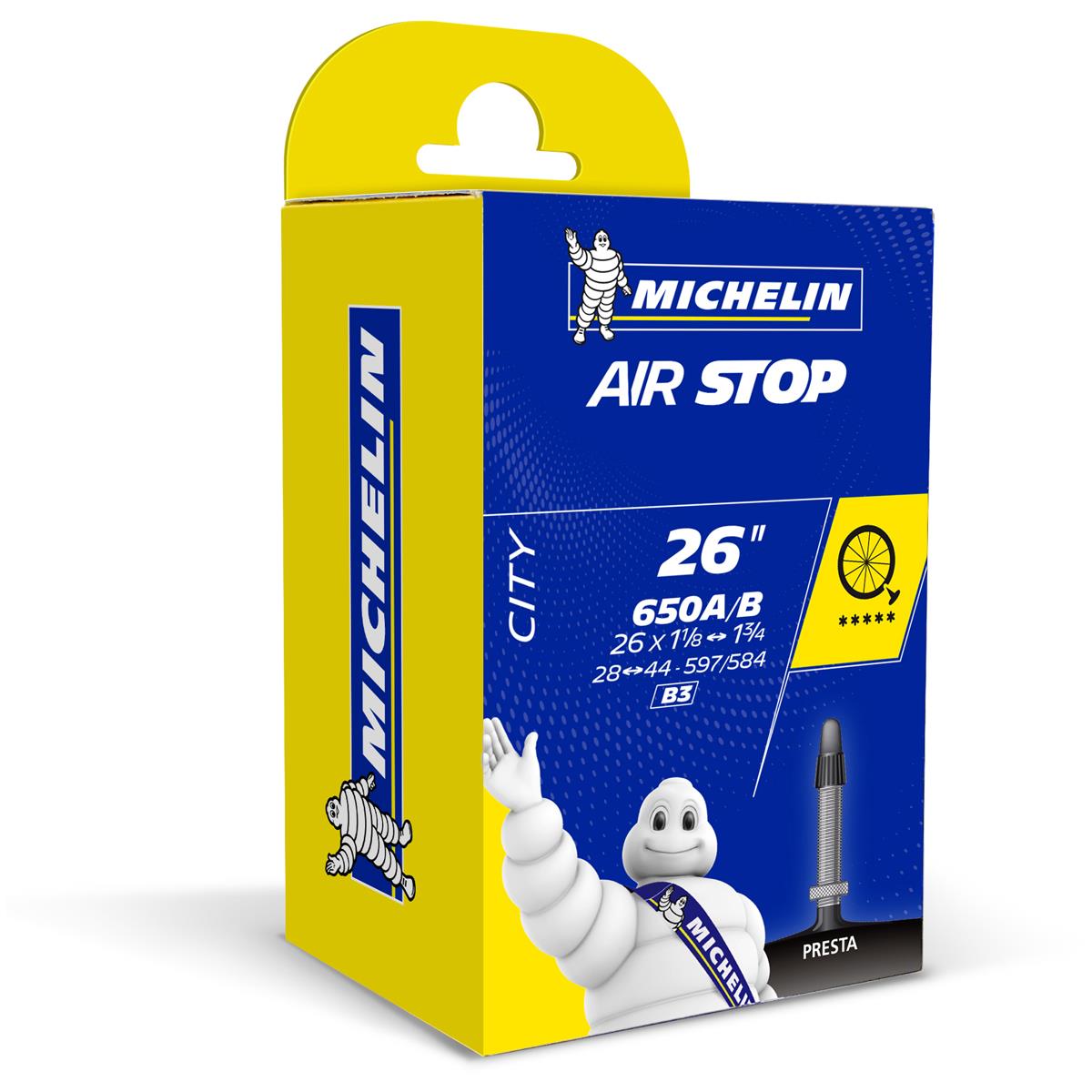 Michelin 26x1.1/8-1.3/4(650B,27.5'') Air Stop Presta 29mm B3 İç Lastik 138gr