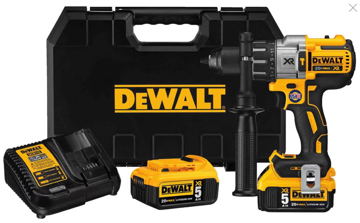 Dewalt DCD996P2 18V 5.0 Ah Li-ion Çift Akülü Kömürsüz Profesyonel Darbeli Matkap