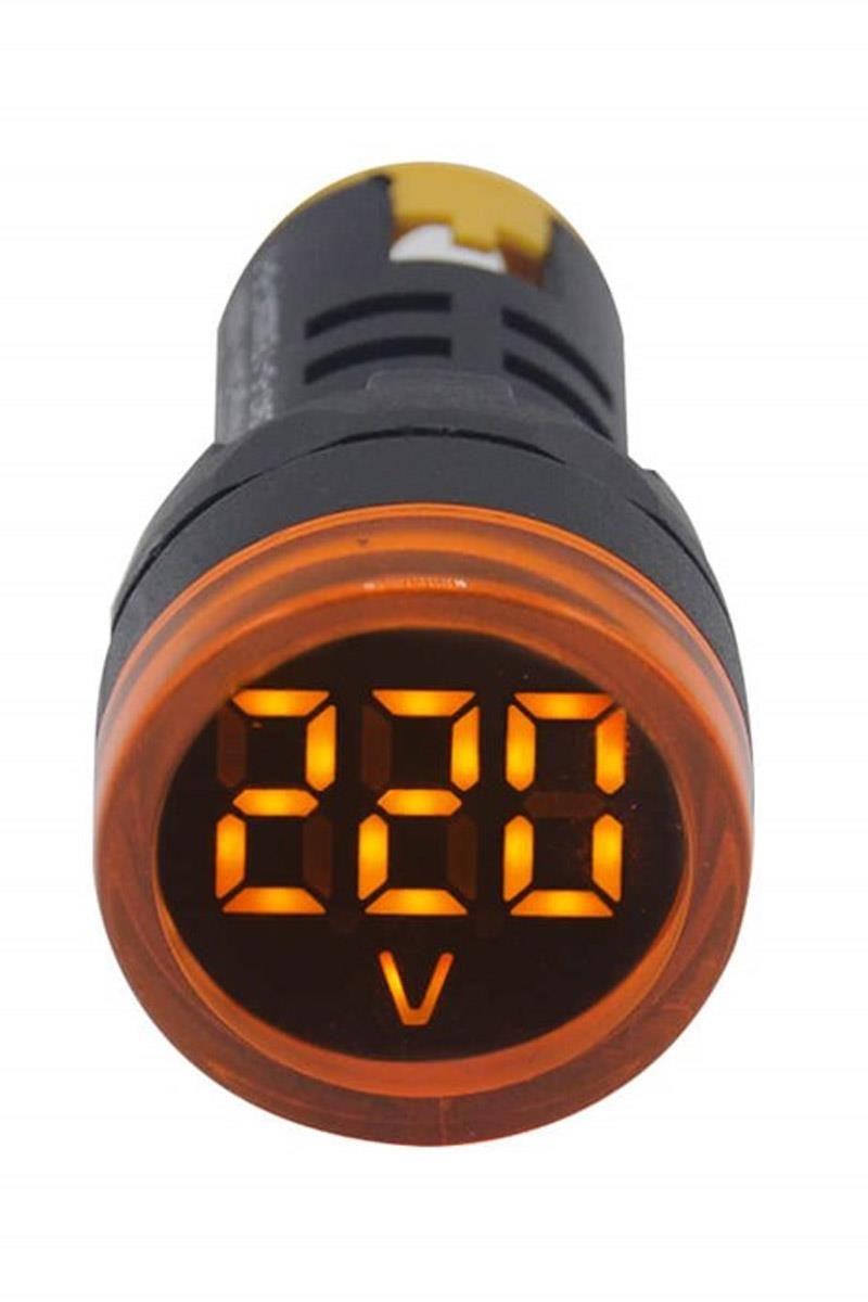Pano Tipi Dijital Voltmetre | 22mm Ø | 24-450v  | Ledli | Sarı