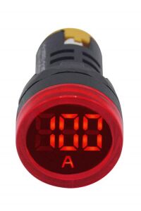 Pano Tipi Dijital Ampermetre | 22mm Ø | 100A | Ledli | Kırmızı