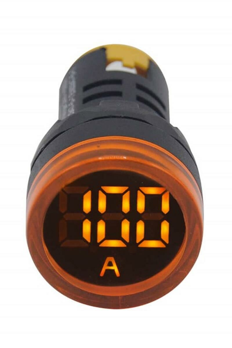 Pano Tipi Dijital Ampermetre | 22mm Ø | 100A | Ledli | Sarı
