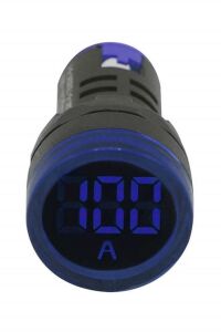 Pano Tipi Dijital Ampermetre | 22mm Ø | 100A | Ledli | Mavi