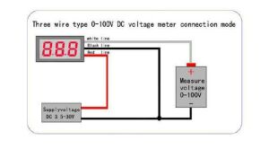 Voltmetre DC 0-100V Panel Tip Yeşil 0,56 Inch