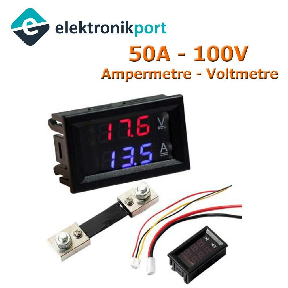 Dijital Voltmetre Ampermetre DC 100V 50A