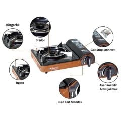 ORCAMP Tekli Portatif Kamp Ocak Gaz Stop Emniyetli TURUNCU