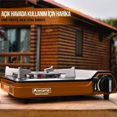 ORCAMP Tekli Portatif Kamp Ocak Gaz Stop Emniyetli TURUNCU