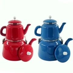 ORCAMP Retro Emaye Çaydanlık Demlik Takım