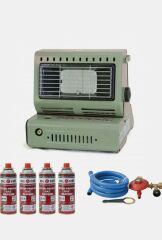 Big Fire Maxi Portatif Kamp Sobası YEŞİL 4 ADET 227 KARTUŞ VE HORTUM DEDANTÖR SETİ