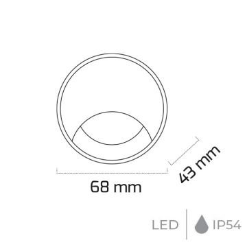 GOYA GY 6119 3 Watt Alüminyum Gri Sıva Altı Dış Mekan LED Merdiven Armatürü - Gün Işığı (3000K) - Metal Kasa