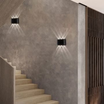 MOLLED MOL8016 2x3 Watt Siyah/Beyaz Çift Yönlü Dış Mekan LED Aplik (Metal Gövde)