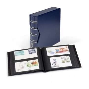 Leuchtturm Kartpostal Albümü, FDC, Kartpostal ve Zarflar için 200 Adet Kapasiteli Geniş Format, Kasetli Lacivert Kapak (Cep Boyutları : 243x133 mm)