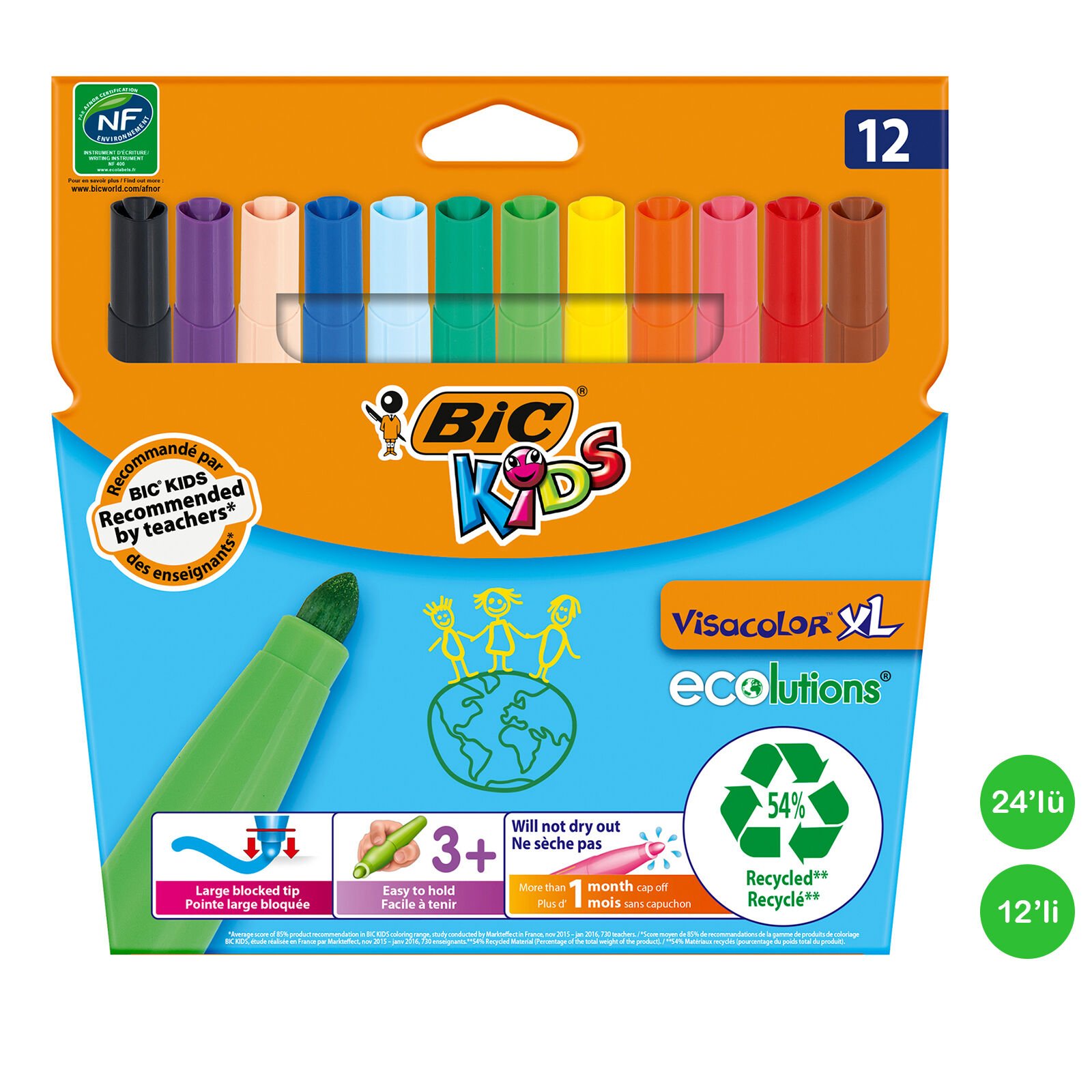 Bic Eco Vısa Color Xl Yıkanabilir Jumba Keçeli Boya Kalemi,