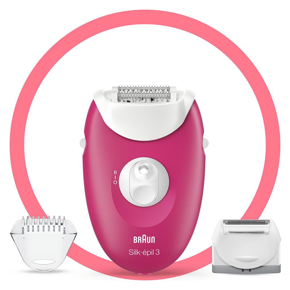 Braun Silk-épil 3 3276 Smartlight, 2'si 1 Arada Kablolu Epilatör / Ahududu Pembe