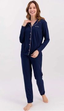Pierre Cardin 7717 Kadın Önden Düğmeli Pijama Takımı