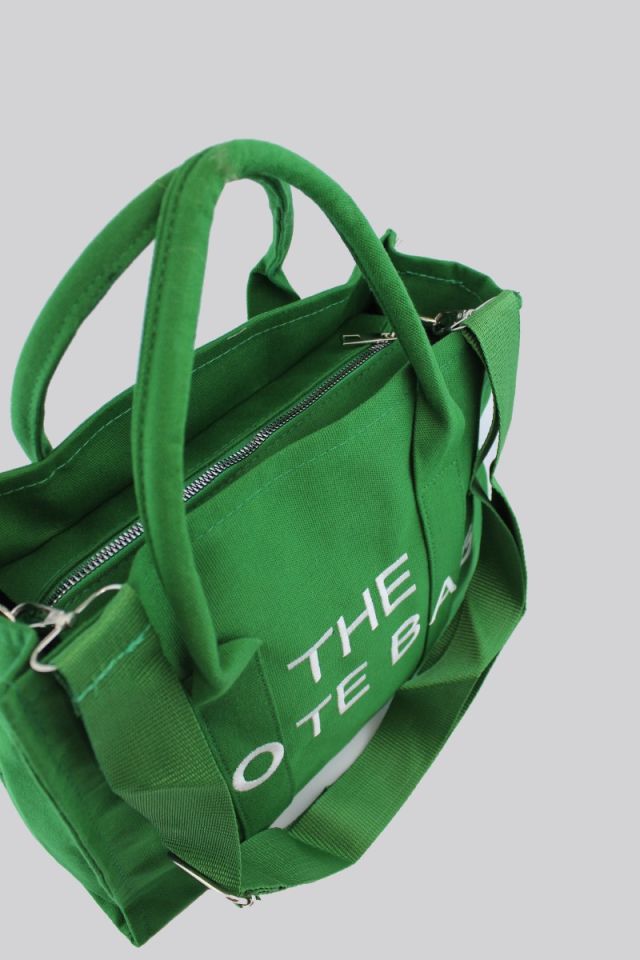 Tote Bag Baskılı Yeşil Kanvas Kadın El ve Omuz Çantası 32x25x14 Cm