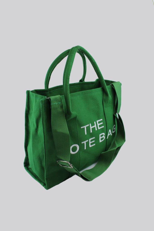 Tote Bag Baskılı Yeşil Kanvas Kadın El ve Omuz Çantası 32x25x14 Cm