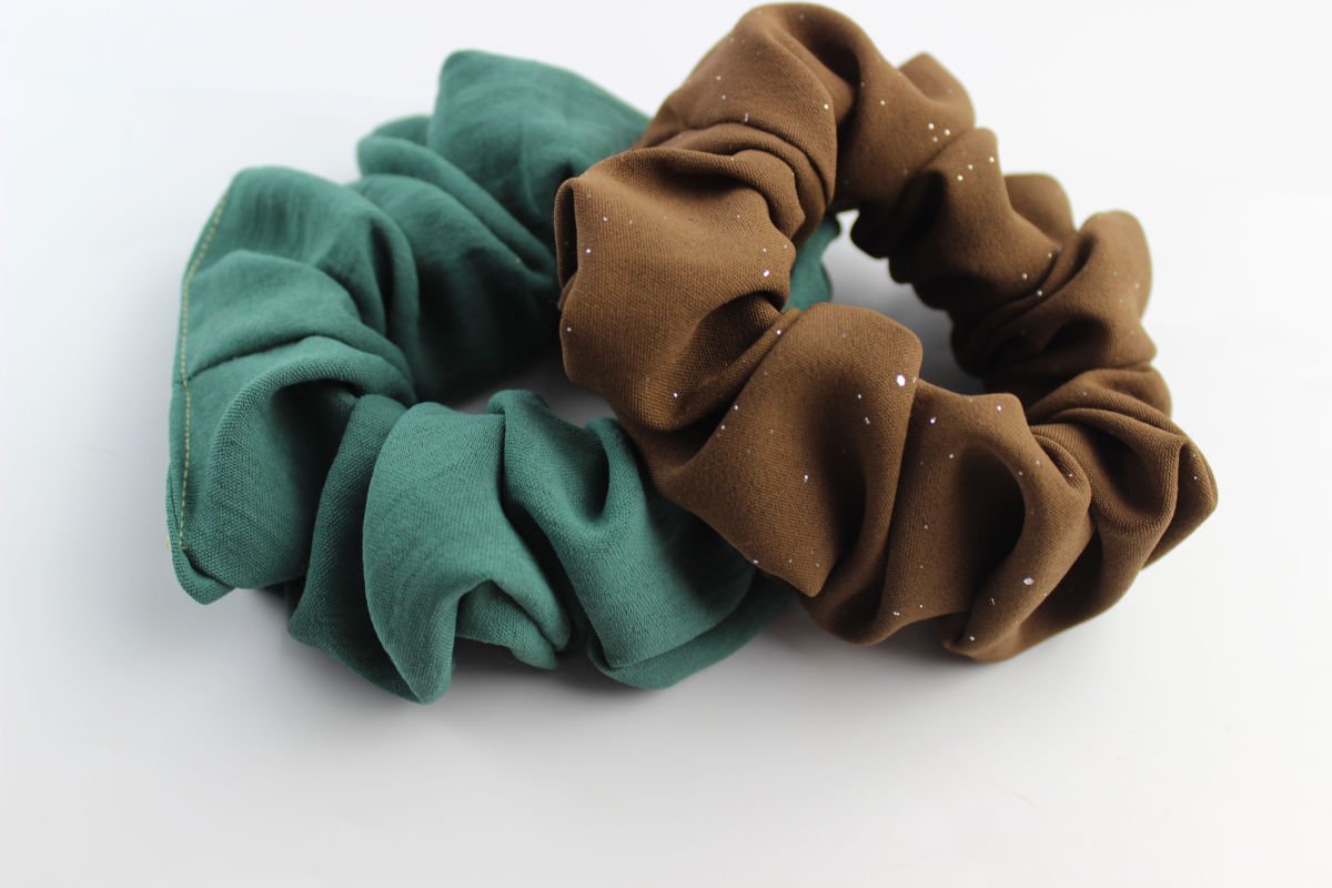 İkili Yumuşak Kumaş Lastik Toka Seti Simit Toka - Deniz Yeşili, Tarçın