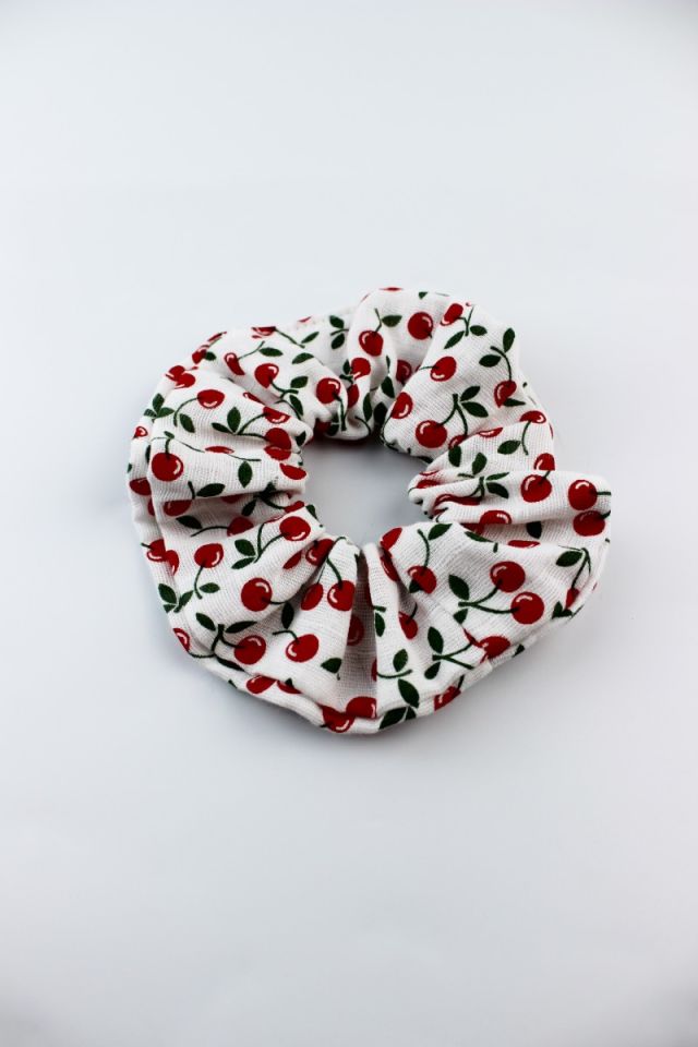 Çocuklar İçin Kiraz Desenli Pamuklu Çocuk Lastik Tokası - Kırmızı