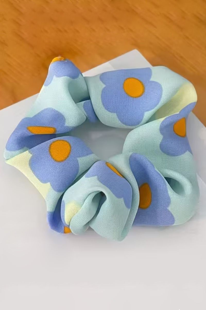 Çocuklar İçin Çiçek Desenli Pamuklu Çocuk Lastik Tokası - Mint