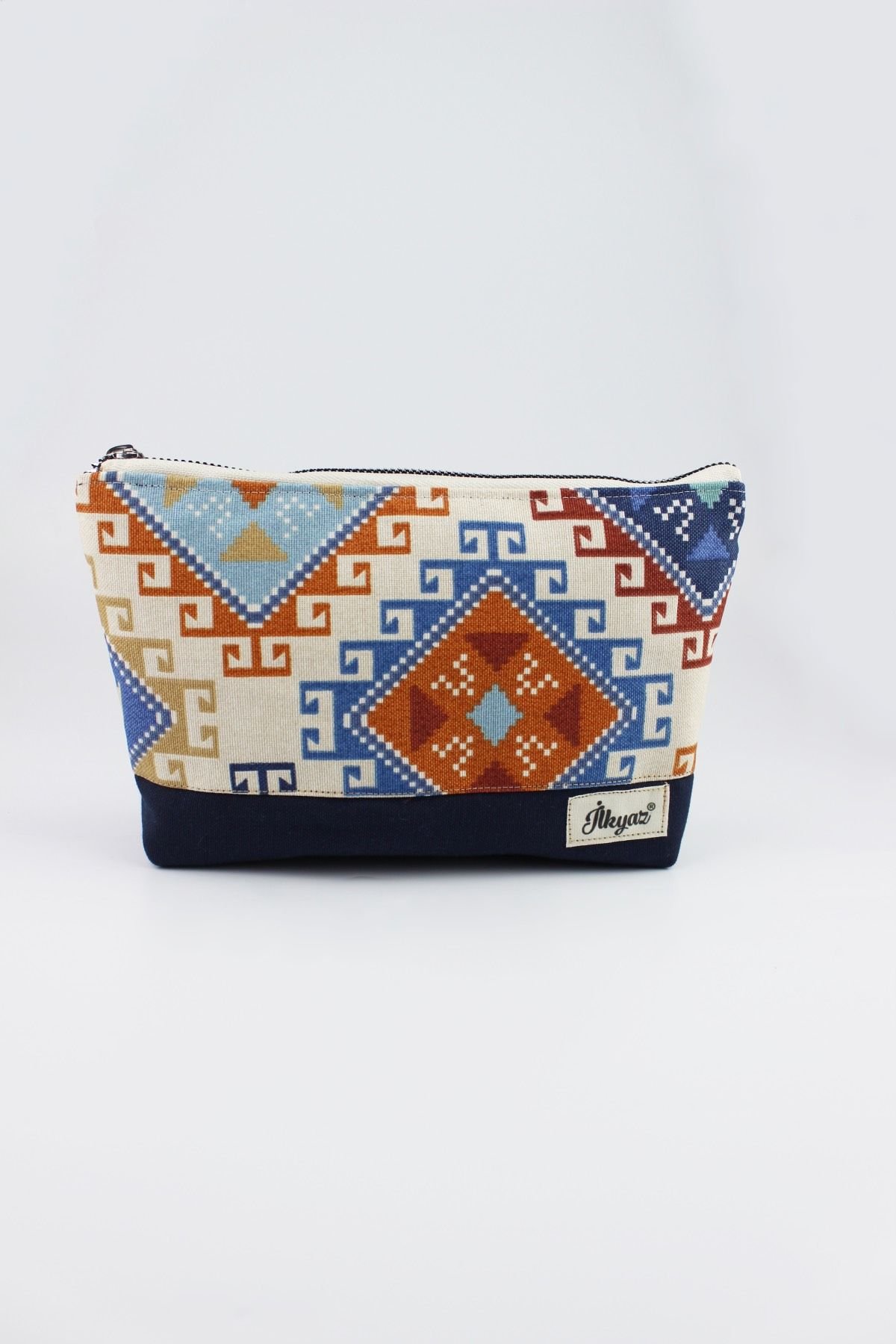 Kilim Desenli Çok İşlevli Lacivert El Cüzdanı