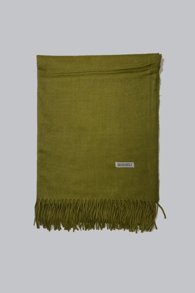 Yün Etol Omuz Şalı - Yağ Yeşili