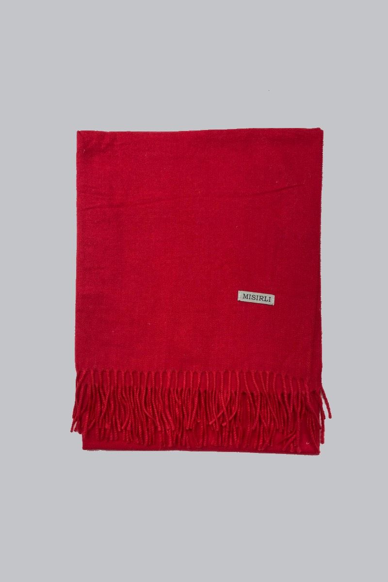 Yün Etol Omuz Şalı - Kırmızı