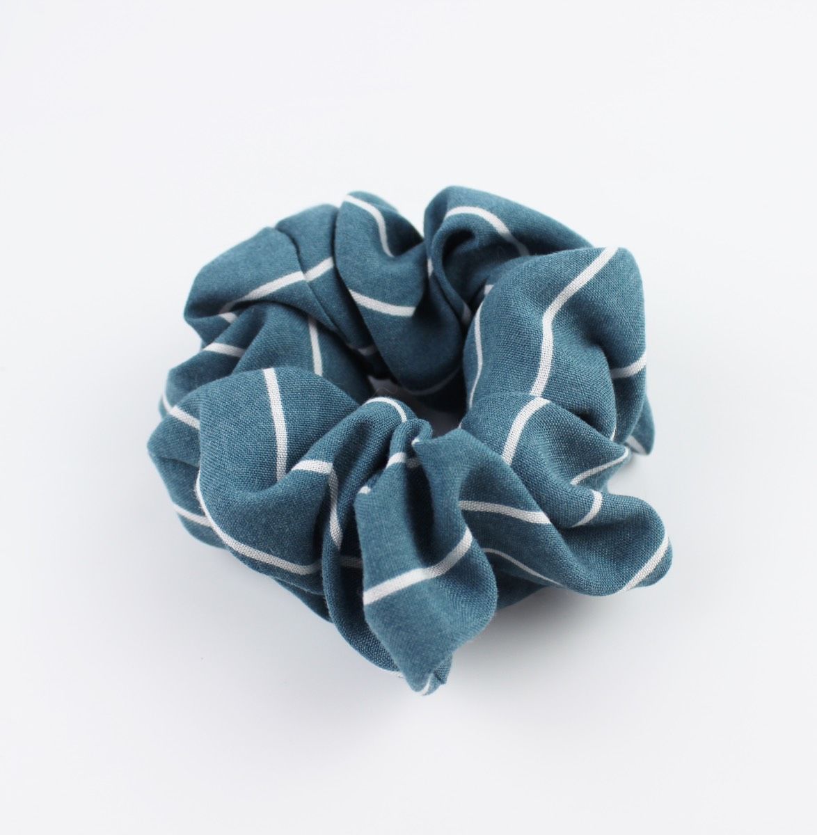 Çizgi Desenli Pamuklu Lastik Toka Simit Toka - Petrol