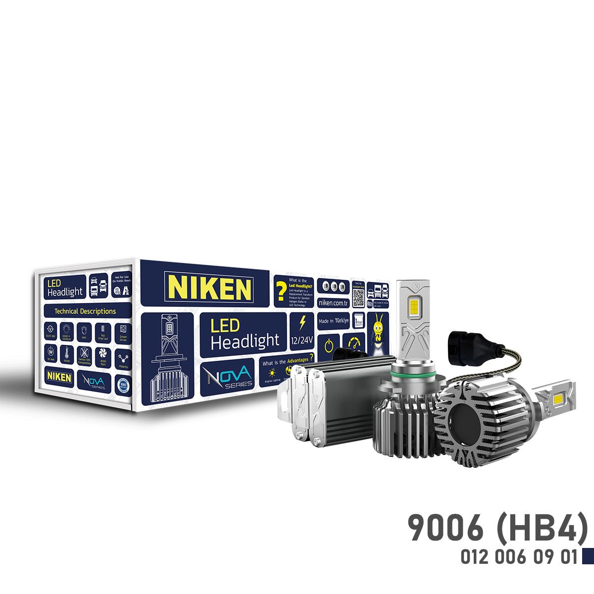 HB4 9006 Led Xenon Far Ampulü Nova Niken 12000 Lümen