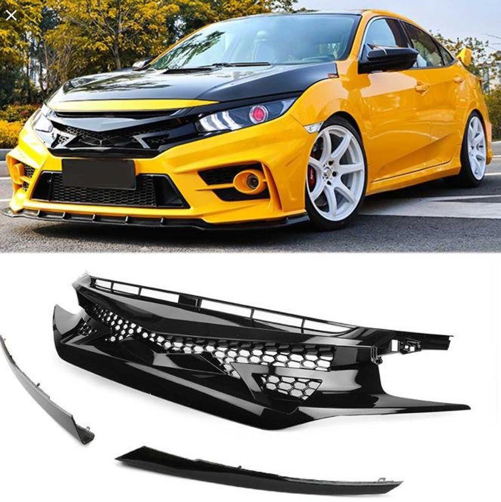 Honda Civic FC5 Fc450 Ön Panjur Izgara Ve Far Kaşları Siyah
