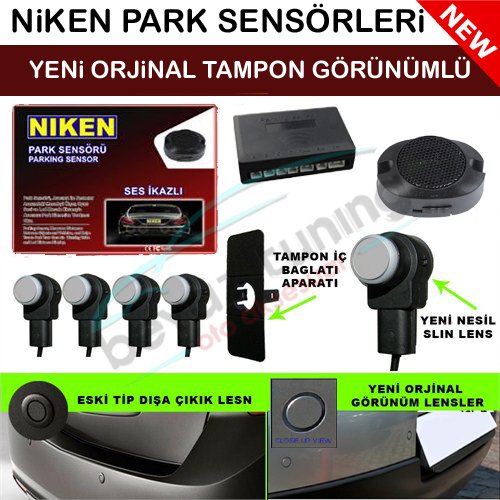Park Sensörü Arka Sesli Orjinal Lens Görünümlü Yeni Nesil Siyah Lens