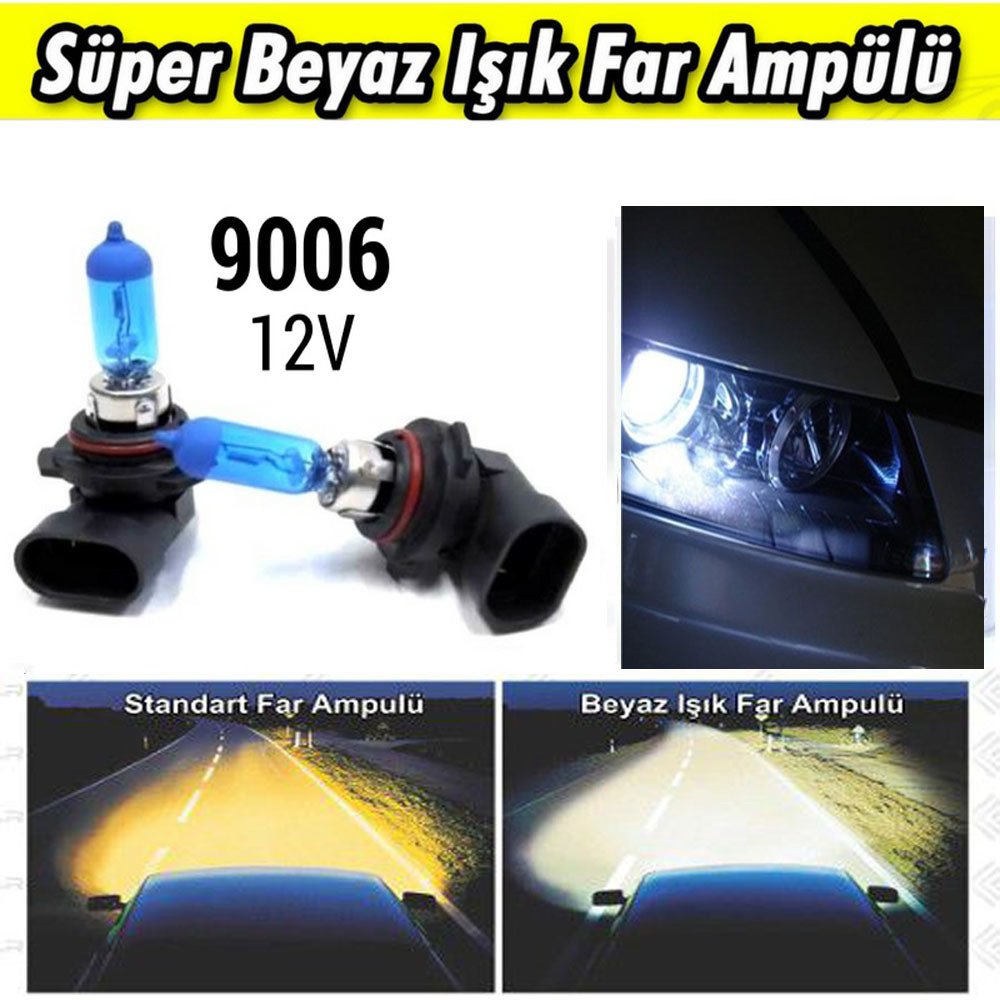 HB4 9006 Beyaz Işık Far Ampulü 12V