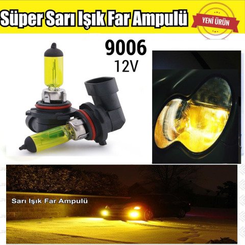 9006 HB4 JDM Süper Sarı Işık Far Ampul 12V