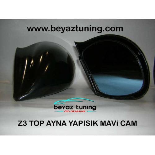 Z3 Top Ayna Yapışık Mavi Cam Dış Dikiz Ayna Siyah