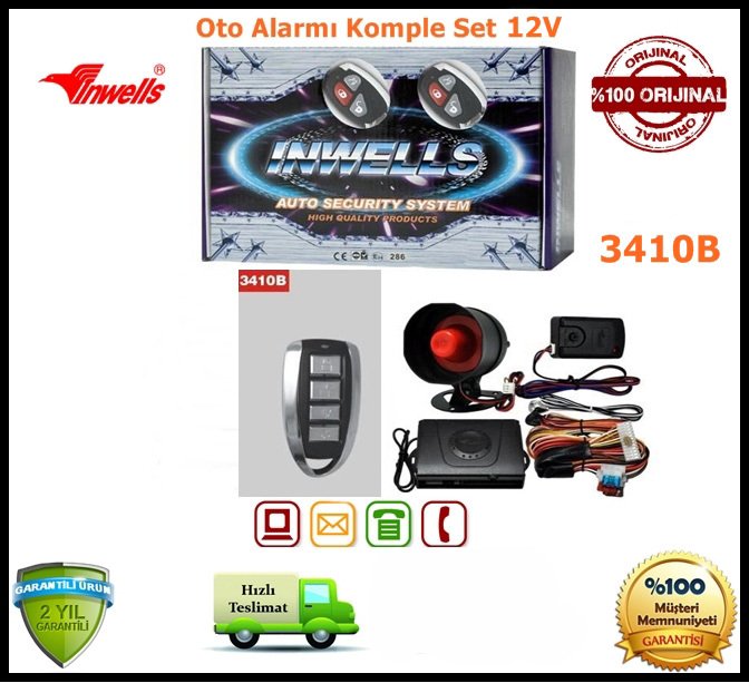 Oto Alarmı İnwells 12V Garantili 3410B