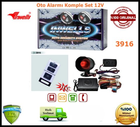 Oto Alarmı İnwells 12V Garantili 3916