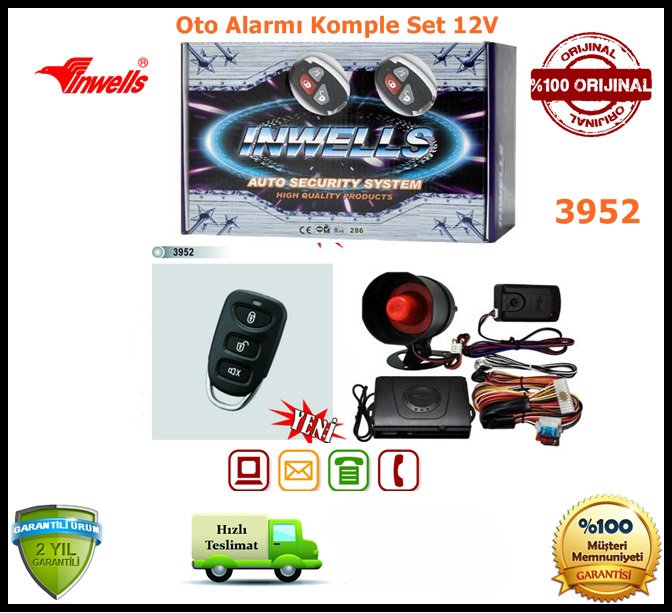 Oto Alarmı İnwells 12V Garantili 3952