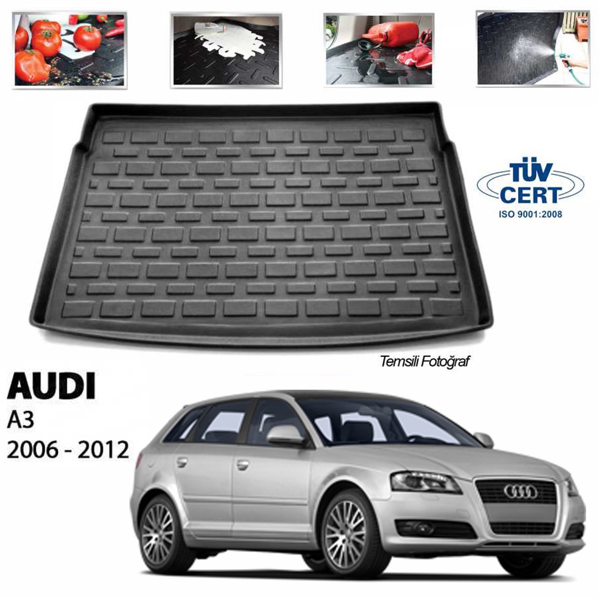 Audi A3 Bagaj Havuzu Paspası 2006-2012 Arası