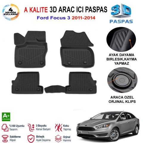 Ford Focus 3 3D Paspas Havuzlu Pro 2011-2014